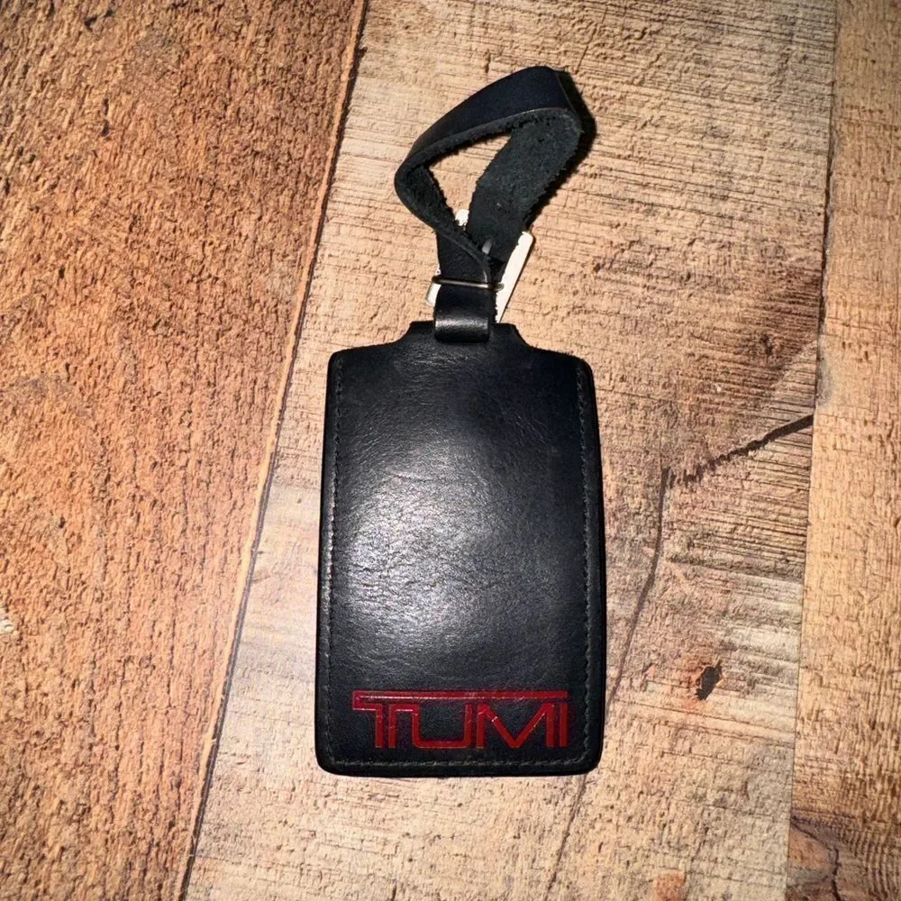 Tumi Leather Luggage Tag Graphics Bag Tag I.D. Card Holder pre-owned condition